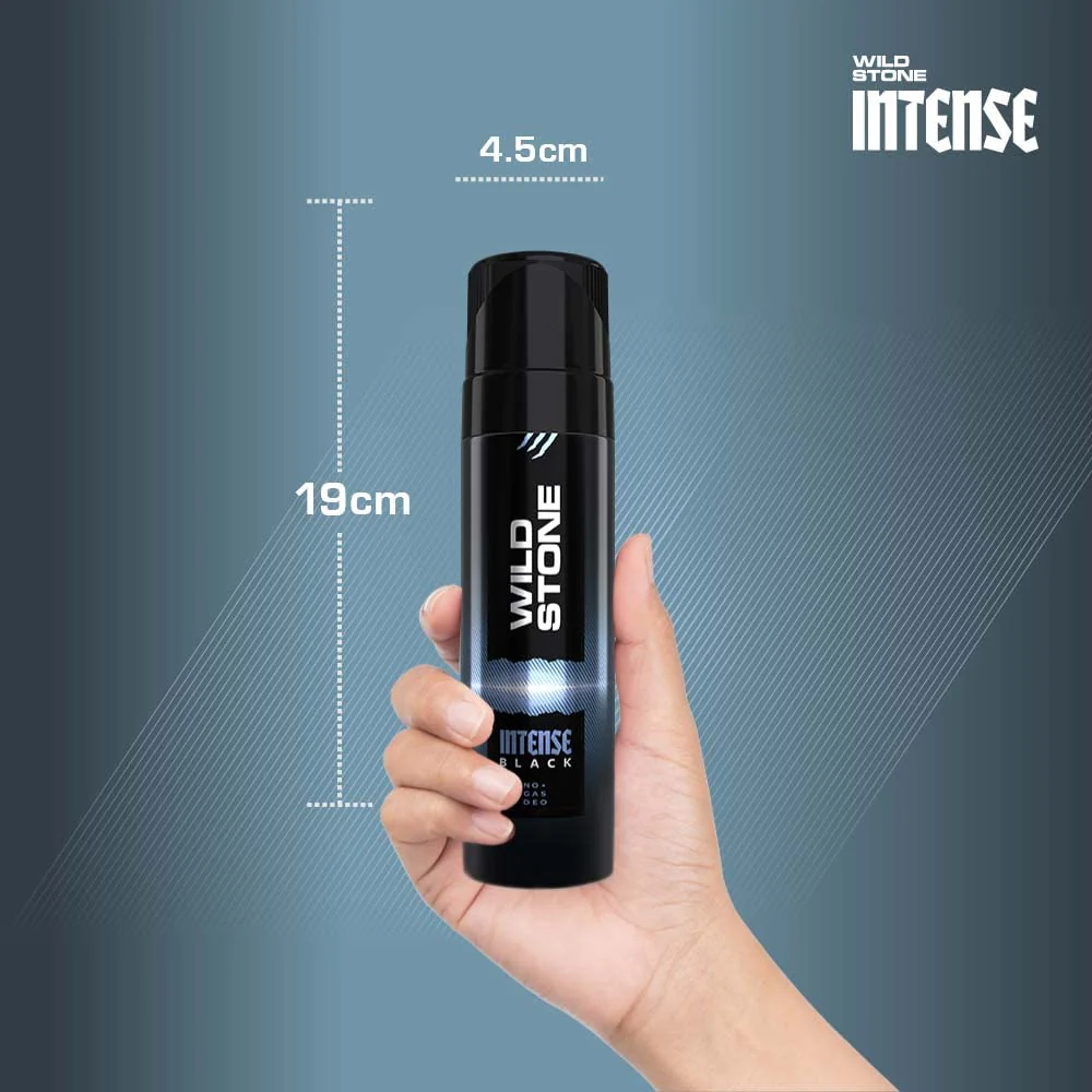 Wild Stone Intense Black No Gas Deodorant Body Spray 300ml 10.1 Fl.oz. | Perfect Gift Set For Men - Image 3