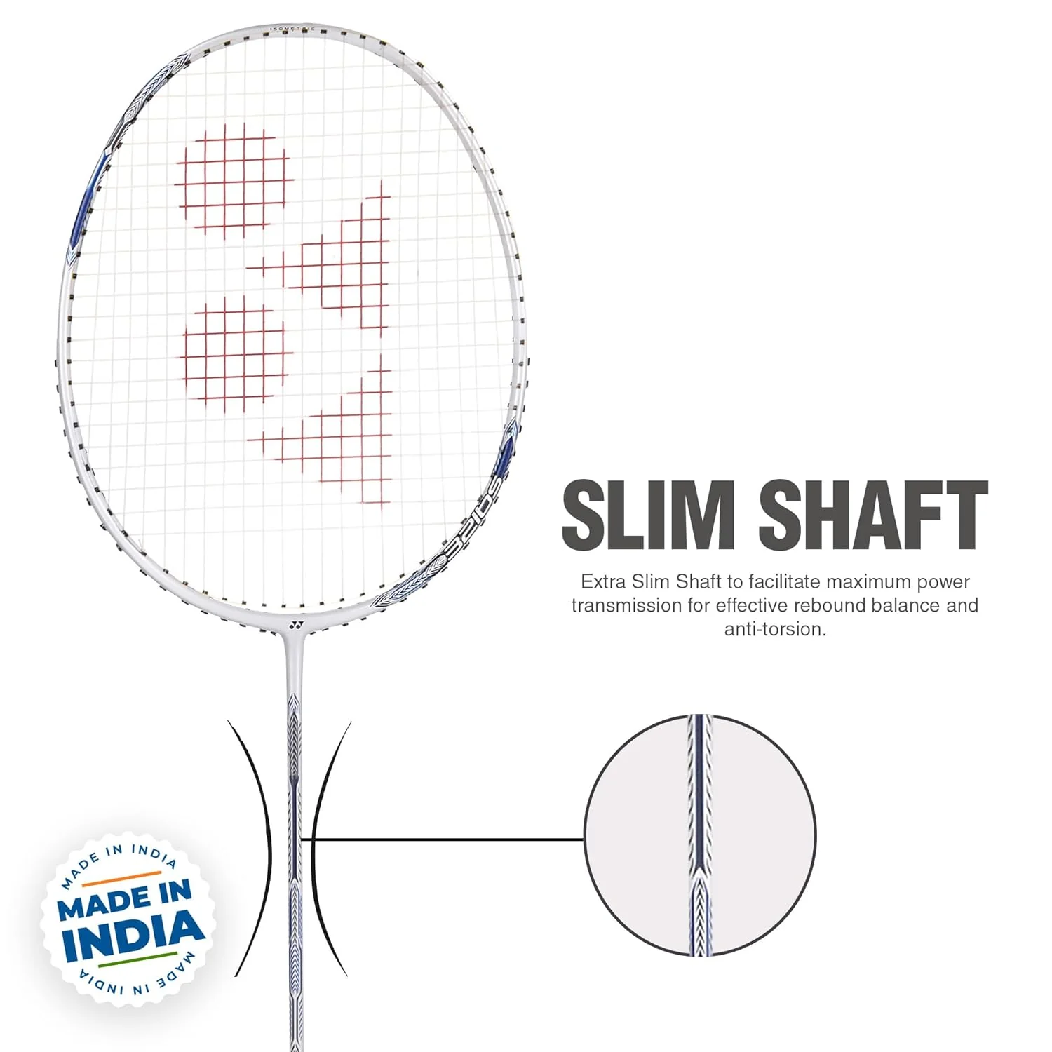 Yonex Badminton Racquet ASTROX ATTACK 9, G4 4U 80gms - 32lbs, Grip Size - 4 1/2 Inches, Material - Graphite, Colour - Pearl White - Image 6