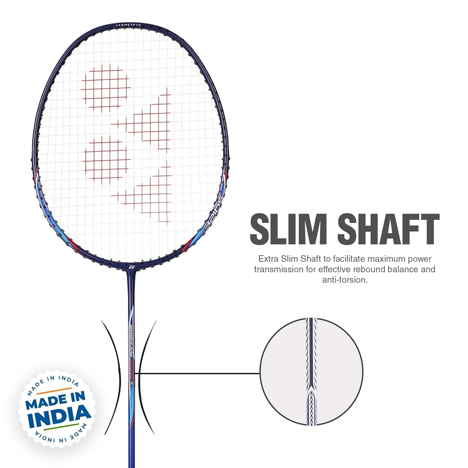 Yonex Badminton Racquet NANOFLARE SPEED 7, G4 4U, Grip Size - 3 3/4 Inches, Colour - Blue, Material - Graphite - Image 6