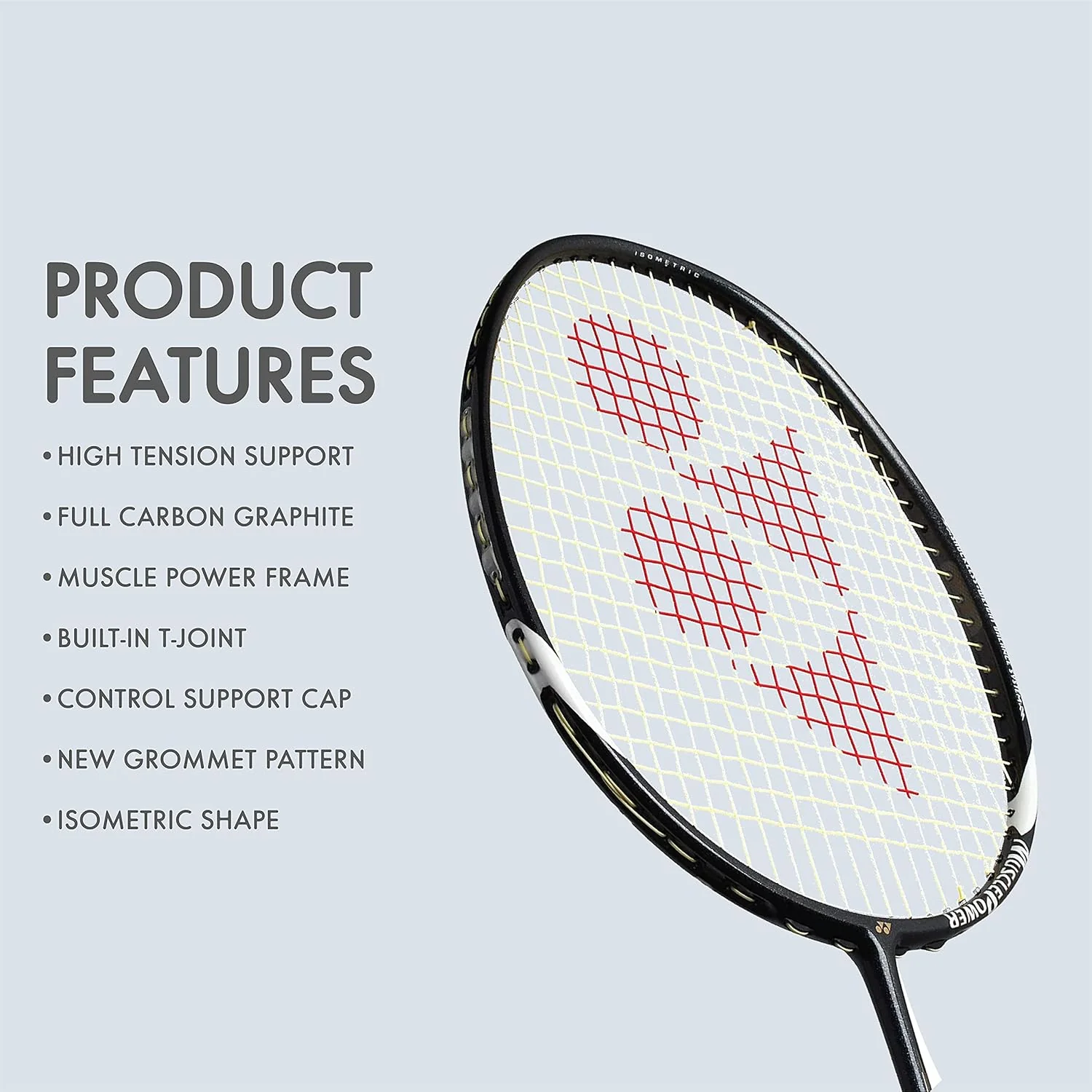 Yonex Graphite Badminton Racquet MUSCLE POWER 29 LIGHT G4, 89.9 Gm, 30 Lbs Tension, Colour - Black Grey, Grip Size - 3 3/4 Inches - Image 4
