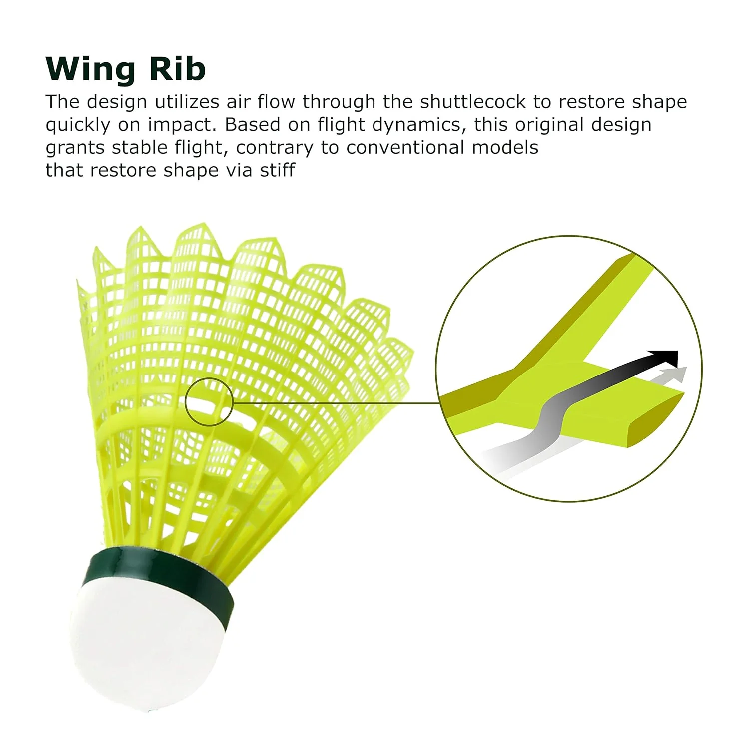 Yonex MAVIS 2000 Green Cap Nylon Shuttlecock, Pack Of 6, Colour - Yellow - Image 4